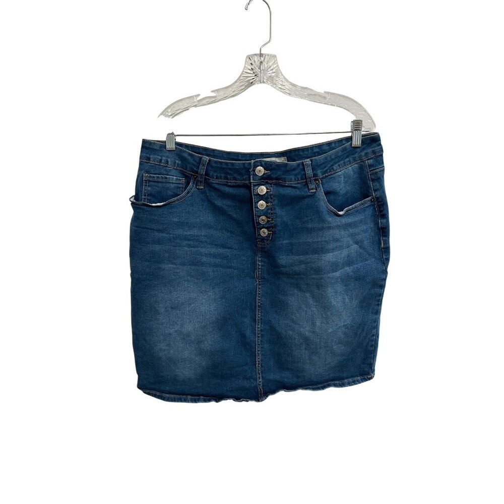 Royalty For Me Womens Denim Button-Front Jean Skirt Size 16W Comfort Fit